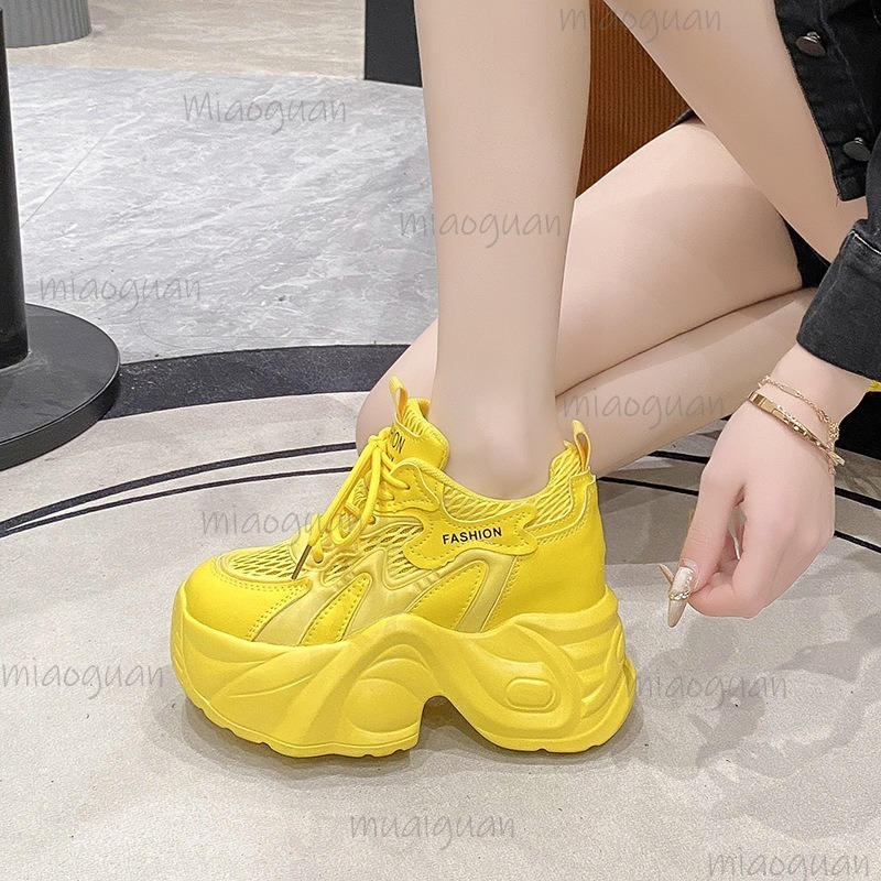 Sewing Net - Damskie przewiewne sneakersy na grubej platformie