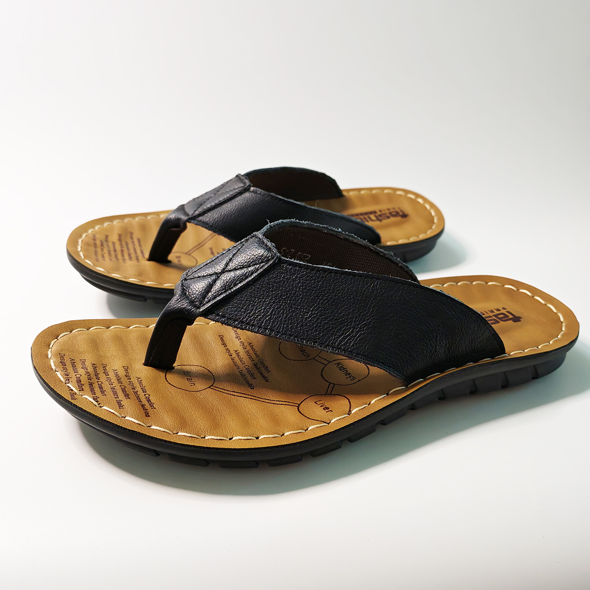 Sewing Net - Letnie buty męskie Klapki Skórzane Japonki